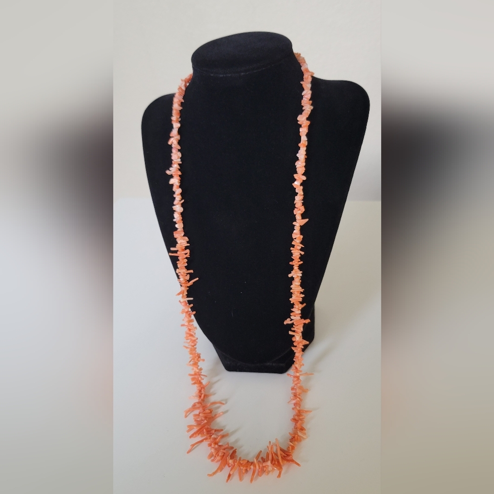 Vintage Angel Skin Coral Necklace with original Burdines Florida price tag